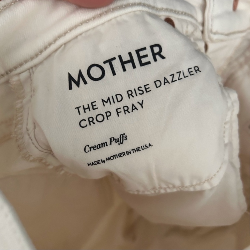 MOTHER The Mid-Rise Dazzler Crop Fray - Cream Puffs